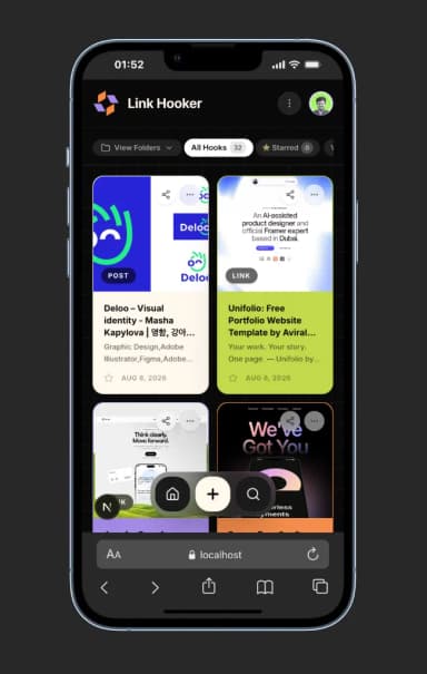 Link Hooker app dashboard