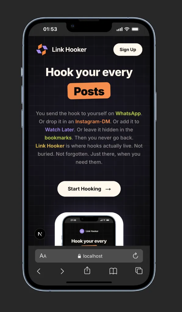 Link Hooker mobile app preview